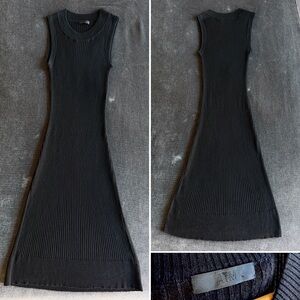 ATM Anthony Thomas Melillo Black Ribbed Silk Cashmere Blend Dress Women’s Small